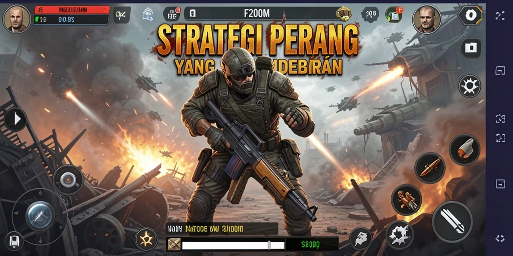 Tampilan gameplay F200M yang strategis dan kompleks.